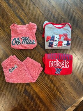 Hanes Kids Red & Gray Ole Miss Rebels Matching Sets 6-9M